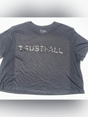 PINK Victoria's Secret Black 'TRUSTFALL' Cropped Tee